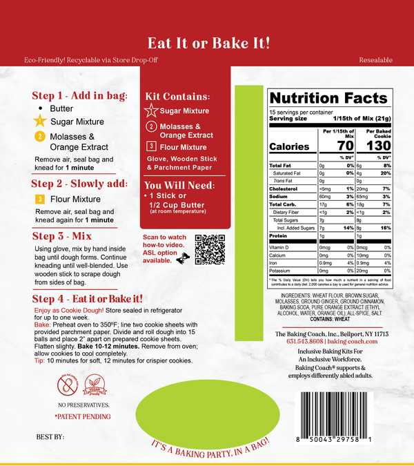 Ginger Spice Cookie Dough Baking Activity Kit