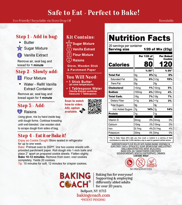 Oatmeal Raisin Cookie Dough Baking Activity Kit
