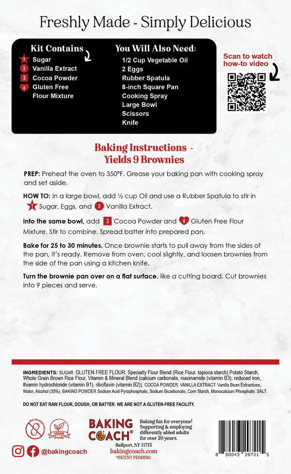 Gluten Free One-Bowl Brownies Baking Activity Kit