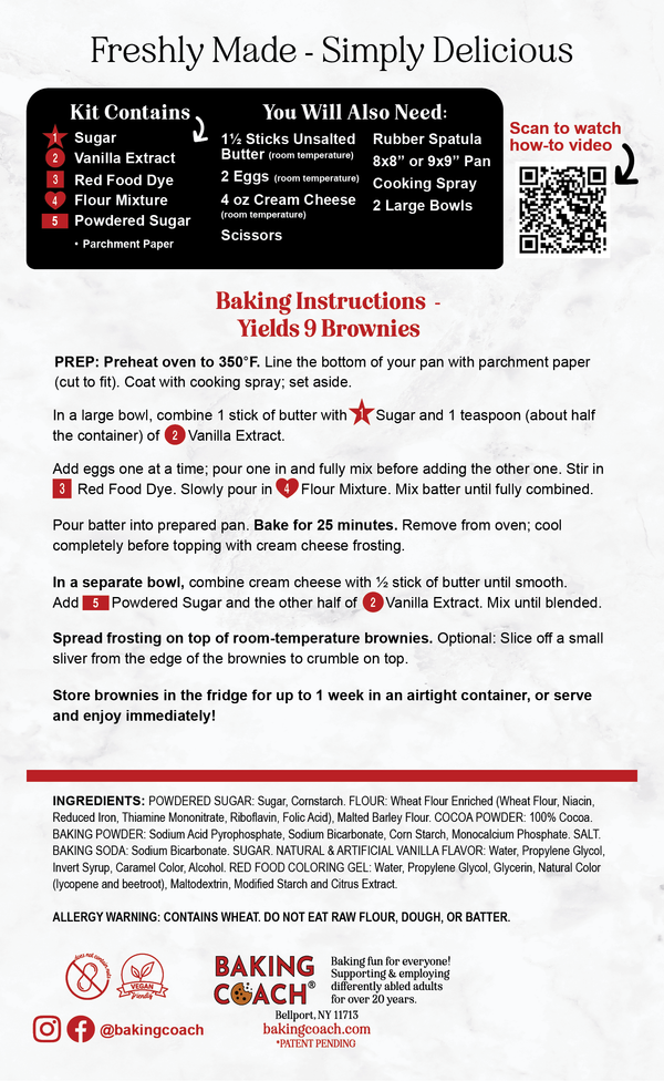Red Velvet Brownies Baking Activity Kit